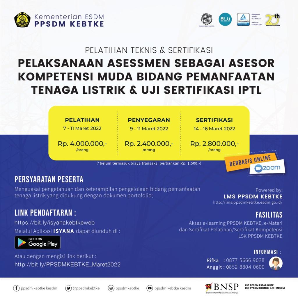 Pelaks Asessmen Sbg Asesor Komp Muda Bid & Uji IPTL 7-16 Maret 2022
